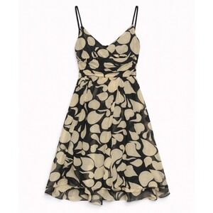 Max studio Black & Beige Abstract Print Spaghetti Strap Dress